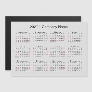 2027 Kalender Firmenname Grauer Magnet