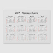 2027 Kalender Firmenname Grauer Magnet (Vorderseite)