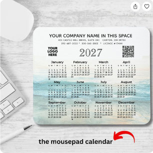 2027 Kalender Firmenname Logo QR-Code-Mauspad Mousepad