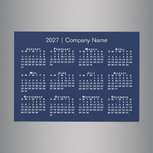2027 Kalender Firmenname Navy Blau Magnet