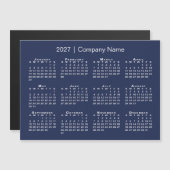 2027 Kalender Firmenname Navy Blau Magnet (Vorne/Hinten)