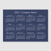 2027 Kalender Firmenname Navy Blau Magnet (Vorderseite)