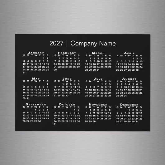 2027 Kalender Firmenname Schwarz Magnet
