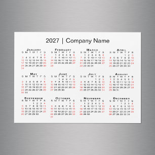 2027 Kalender Firmenname Weiß Magnet