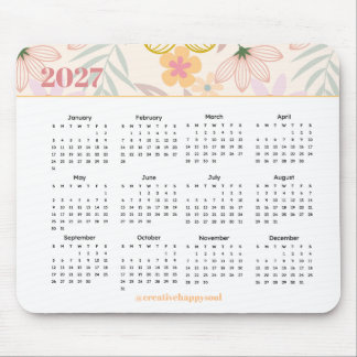 2027 Kalender floral einfache moderne jährliche Sc Mousepad
