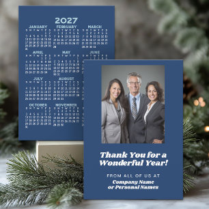 2027 Kalender, Foto - Danke - Blaues Geschäft Feiertagskarte