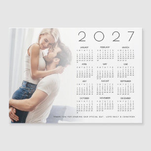 2027 Kalender Foto-Overlay Frischvermählte Hochzei Magnetkarte