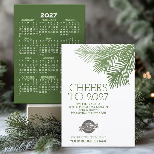 2027 Kalender - Frohes neues Jahr - Grünes Geschäf Feiertagskarte