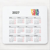 2027 Kalender Geschäft Logo Firmenbüro Weiß Mousepad (Vorne)