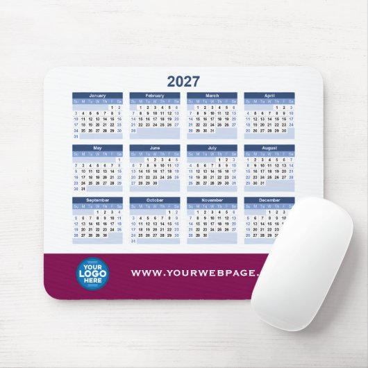 2027 Kalender Geschäft Logo Mauspad (Mit Mouse)