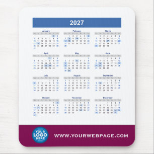 2027 Kalender Geschäft Logo Mauspad