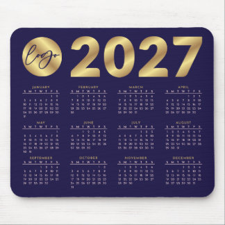2027 Kalender Geschäft Logo Navy & Gold Corporate Mousepad