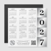 2027 Kalender Geschäft Logo QR Code Chrome Silber Magnetkarte (Vorne/Hinten)