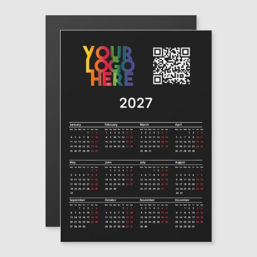2027 Kalender Geschäft Logo QR Code Magnetkarte (Vorne/Hinten)