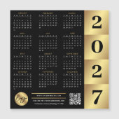 2027 Kalender Geschäft Logo QR Code Schwarz & Gold Magnetkarte (Vorderseite)