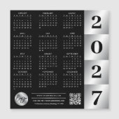 2027 Kalender Geschäft Logo QR Code Schwarz & Silb Magnetkarte (Vorderseite)