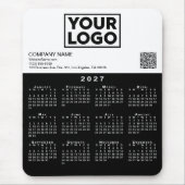 2027 Kalender Geschäft Logo QR Code Schwarz Weiß Mousepad (Vorne)