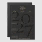 2027 Kalender Geschäft Logo Schwarz Gold Magnet (Vorne/Hinten)