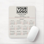 2027 Kalender Geschäft Logo Text Beige Mousepad (Mit Mouse)