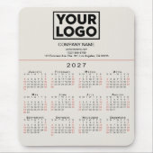 2027 Kalender Geschäft Logo Text Beige Mousepad (Vorne)