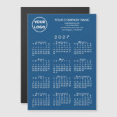 2027 Kalender Geschäft Logo Text Blau Magnetkarte (Vorne/Hinten)