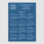 2027 Kalender Geschäft Logo Text Blau Magnetkarte (Vorderseite)