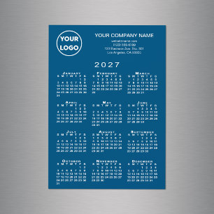 2027 Kalender Geschäft Logo Text Blau Magnetkarte