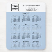 2027 Kalender Geschäft Logo Text Hellblau Mousepad (Vorne)