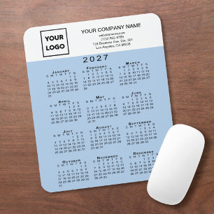 2027 Kalender Geschäft Logo Text Hellblau Mousepad