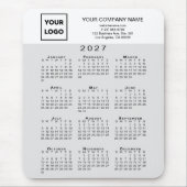 2027 Kalender Geschäft Logo Text Hellgrau Weiß Mousepad (Vorne)