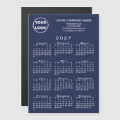 2027 Kalender Geschäft Logo Text Navy Magnetkarte (Vorne/Hinten)
