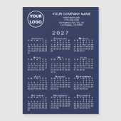 2027 Kalender Geschäft Logo Text Navy Magnetkarte (Vorderseite)