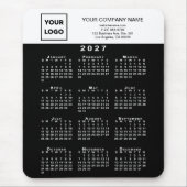 2027 Kalender Geschäft Logo Text Schwarz Weiß Mousepad (Vorne)