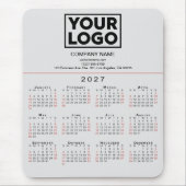 2027 Kalender Geschäft Logo und Text auf Grau Mousepad (Vorne)
