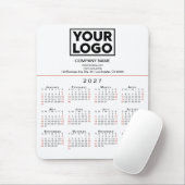 2027 Kalender Geschäft Logo und Text auf Weiß Mousepad (Mit Mouse)