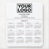 2027 Kalender Geschäft Logo und Text auf Weiß Mousepad (Vorne)