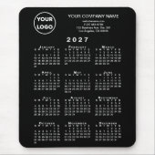 2027 Kalender Geschäft Logo und Text Schwarz Mousepad (Vorne)