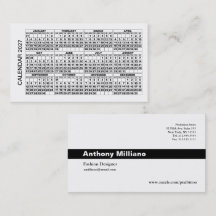 2027 Kalender Geschäftskarte horizontal Weiß