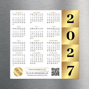 2027 Kalender Gold Business Logo QR Code Marketing Magnetkarte