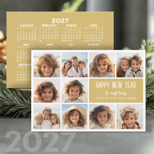 2027 Kalender Gold HNY - 10 Foto Feiertagskarte