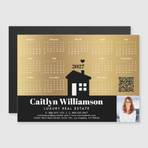 2027 Kalender Gold Realtor Foto QR Code Magnet