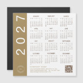 2027 Kalender Gold Text QR-Code Firmenlogo Magnetkarte (Vorne/Hinten)