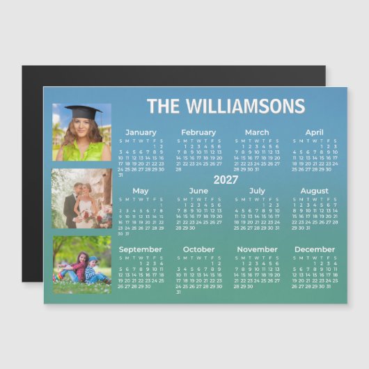 2027 Kalender Gradiant Foto Collage Magnet (Vorne/Hinten)