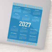 2027 Kalender, Griechisches Fret, Cosmic Latte auf