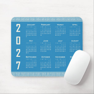 2027 Kalender, Griechisches Fret, Cosmic Latte auf Mousepad