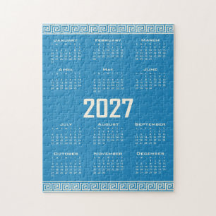 2027 Kalender, Griechisches Fret, Cosmic Latte auf Puzzle