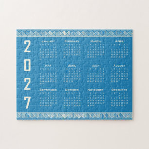 2027 Kalender, Griechisches Fret, Cosmic Latte auf Puzzle