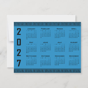 2027 Kalender, Griechisches Fret, Schwarz auf Kosm Magneteinladung