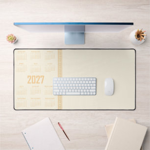 2027 Kalender, Griechisches Mäander, Beige auf Cos Schreibtischunterlage