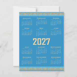 2027 Kalender, Griechisches Mäander, Beige auf Kos Magneteinladung